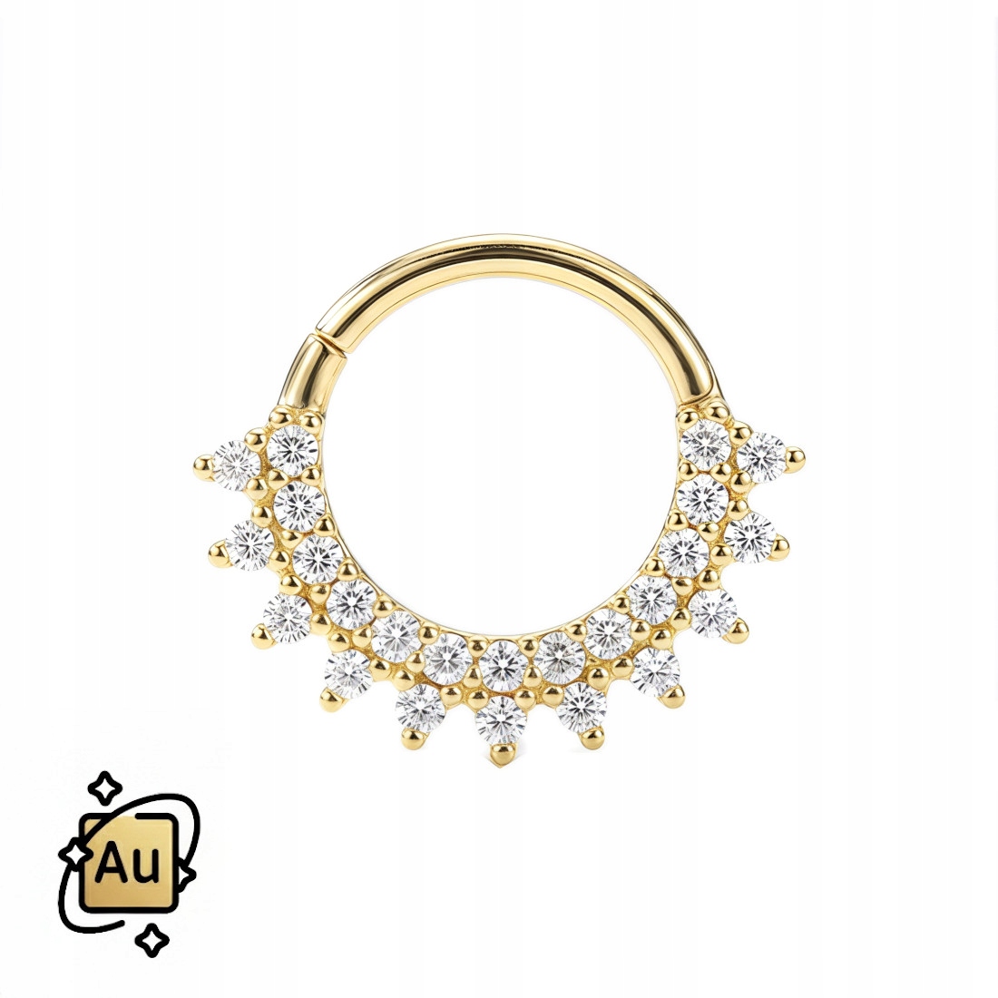 Zlatý ozdobný Clicker 14K Au kolečko ze zlata o průměru 585 1,2/8 mm Vějíř