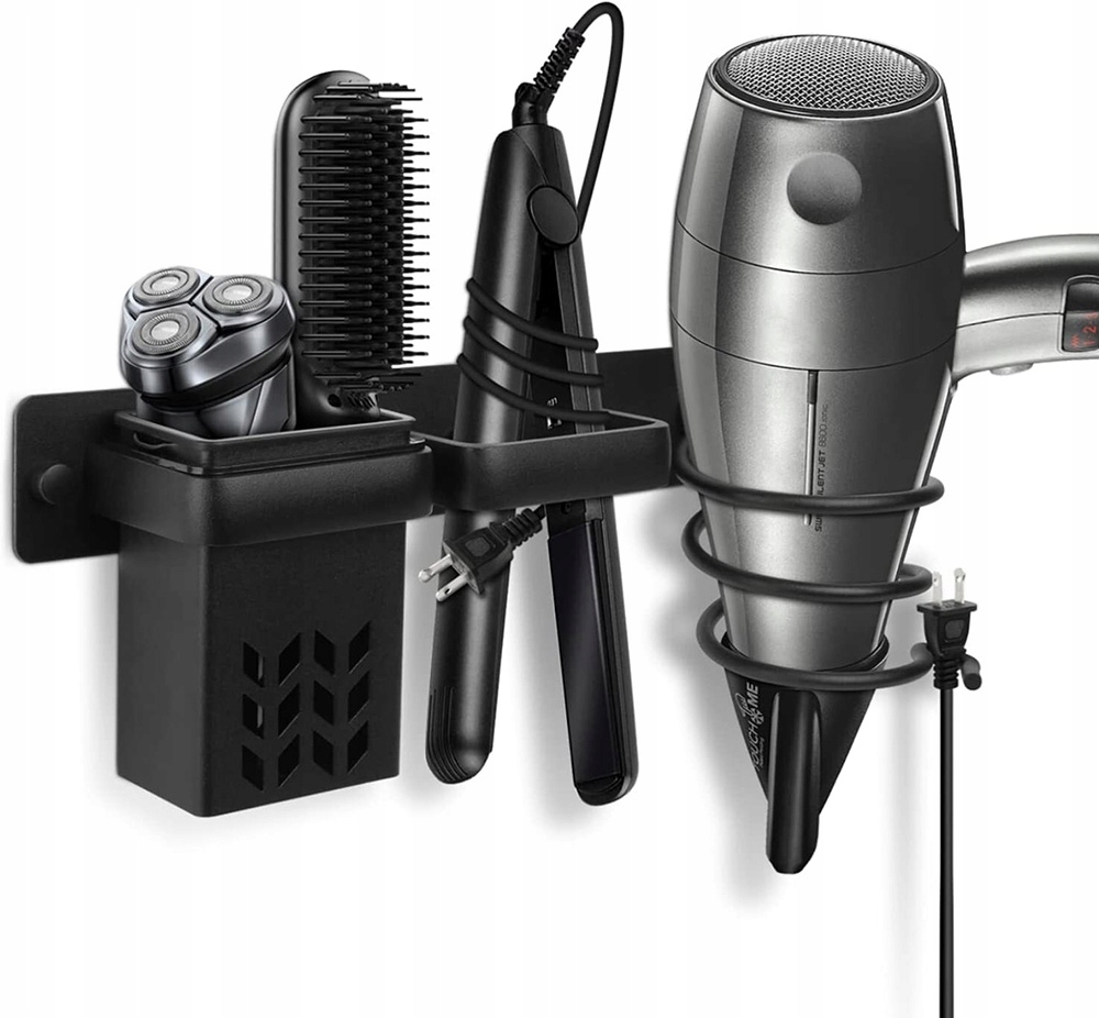 Držák Na Fén A Žehličku Na Vlasy Černý