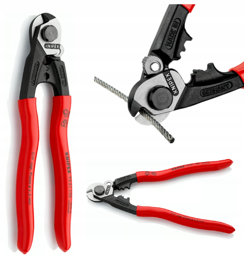 Knipex Nożyce do cięcia lin stalowych z rękojeściami 95 61 190