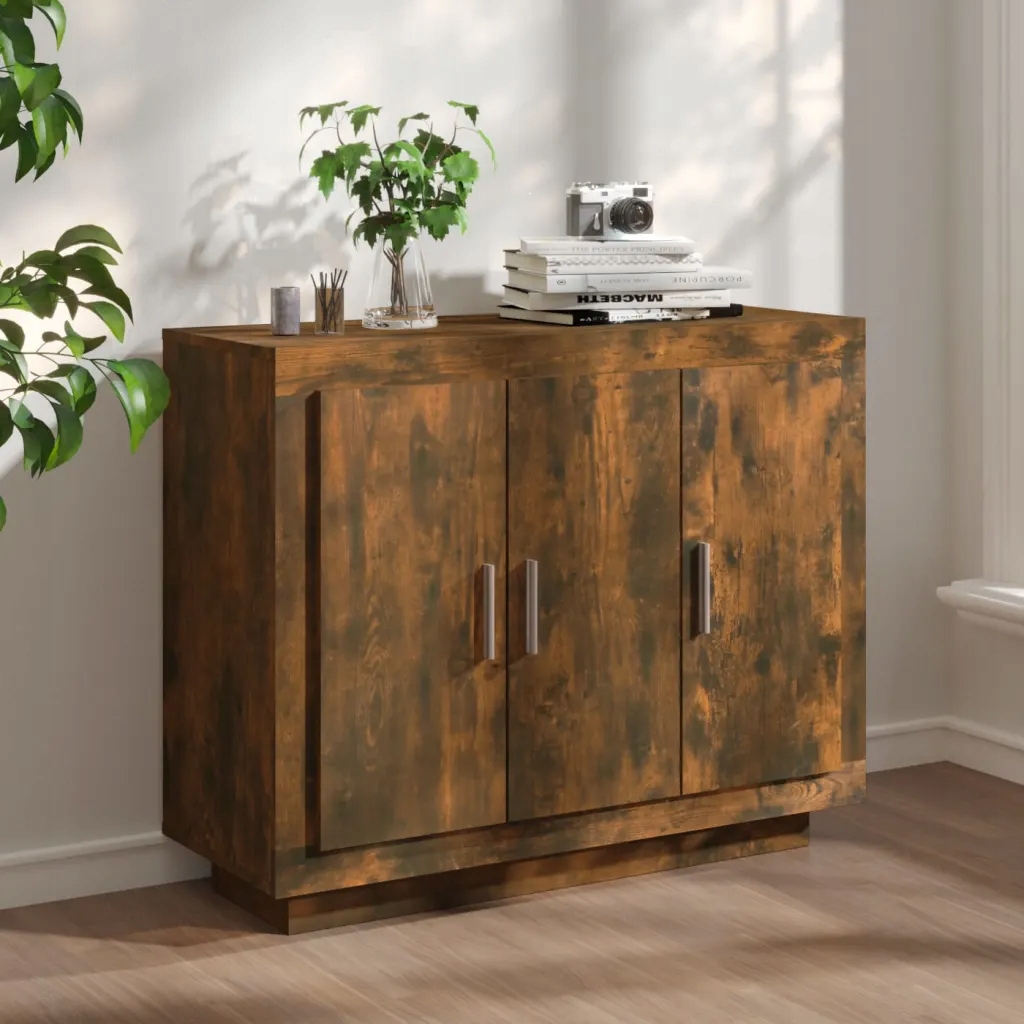 Příborník kouřový dub 92 x 35 x 75 cm kompozitní dřevo Hnědá 817240