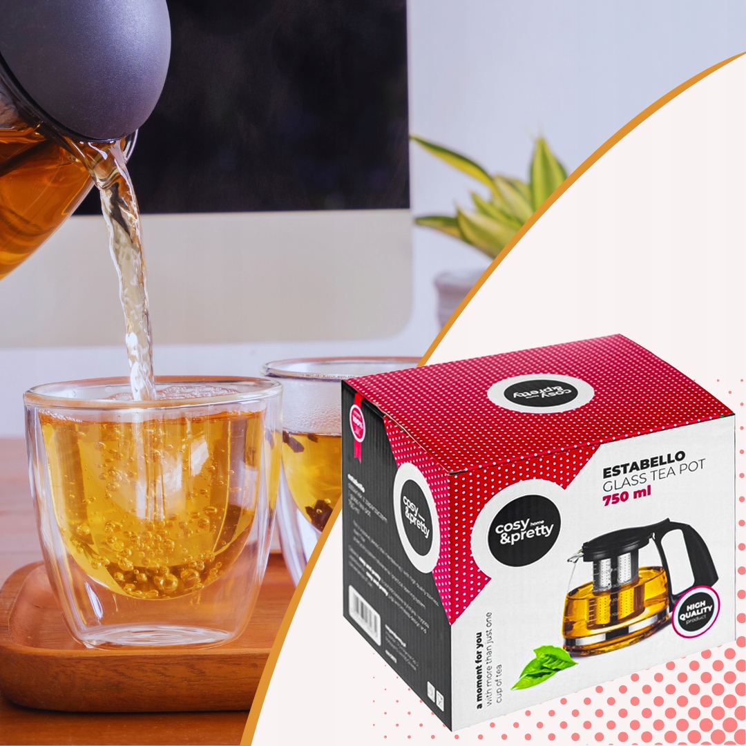 2x Dzbanek Szklany z Zaparzaczem 750ml do Kawy Herbaty ZAPARZACZ Zestaw Informacje dodatkowe możliwość mycia w zmywarce