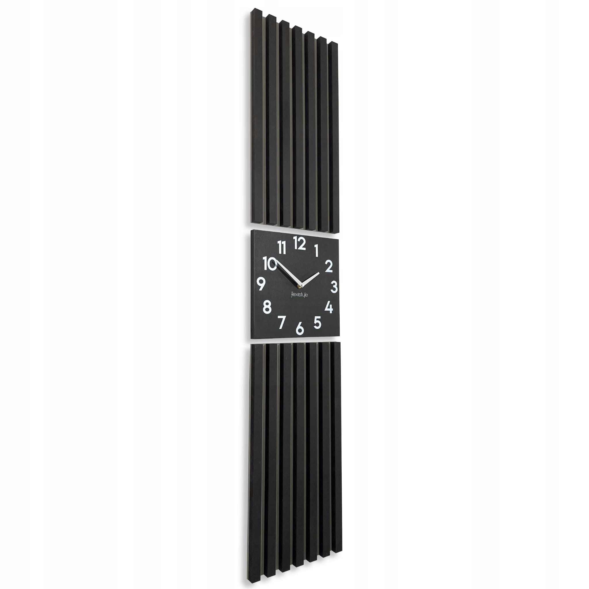 Velký panel Nástěnné hodiny v Lamelách 155x30 cm černé tiché do obývacího pokoje