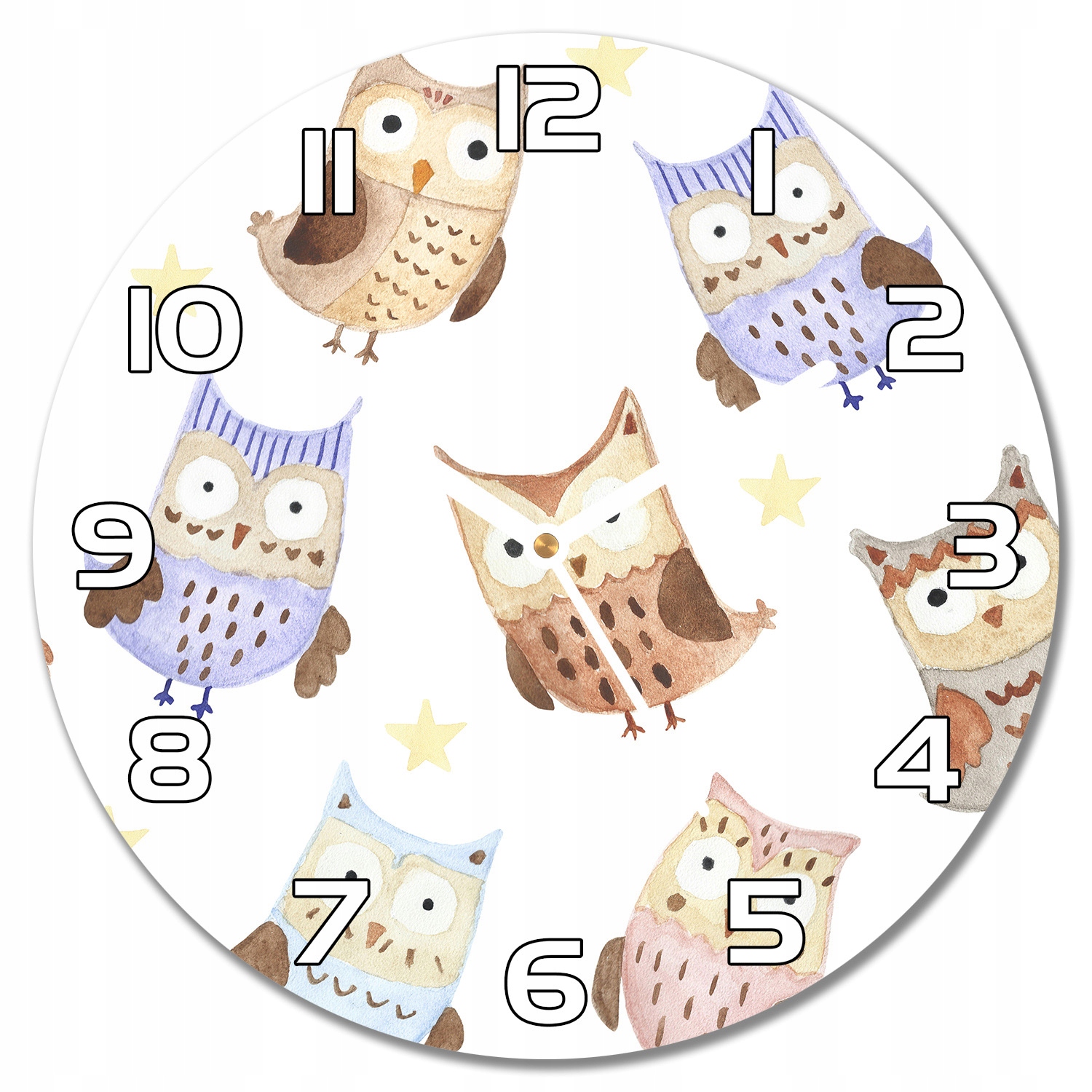 

Nowoczesny wiszący zegar ze szkła Bajkowe Sowy f30