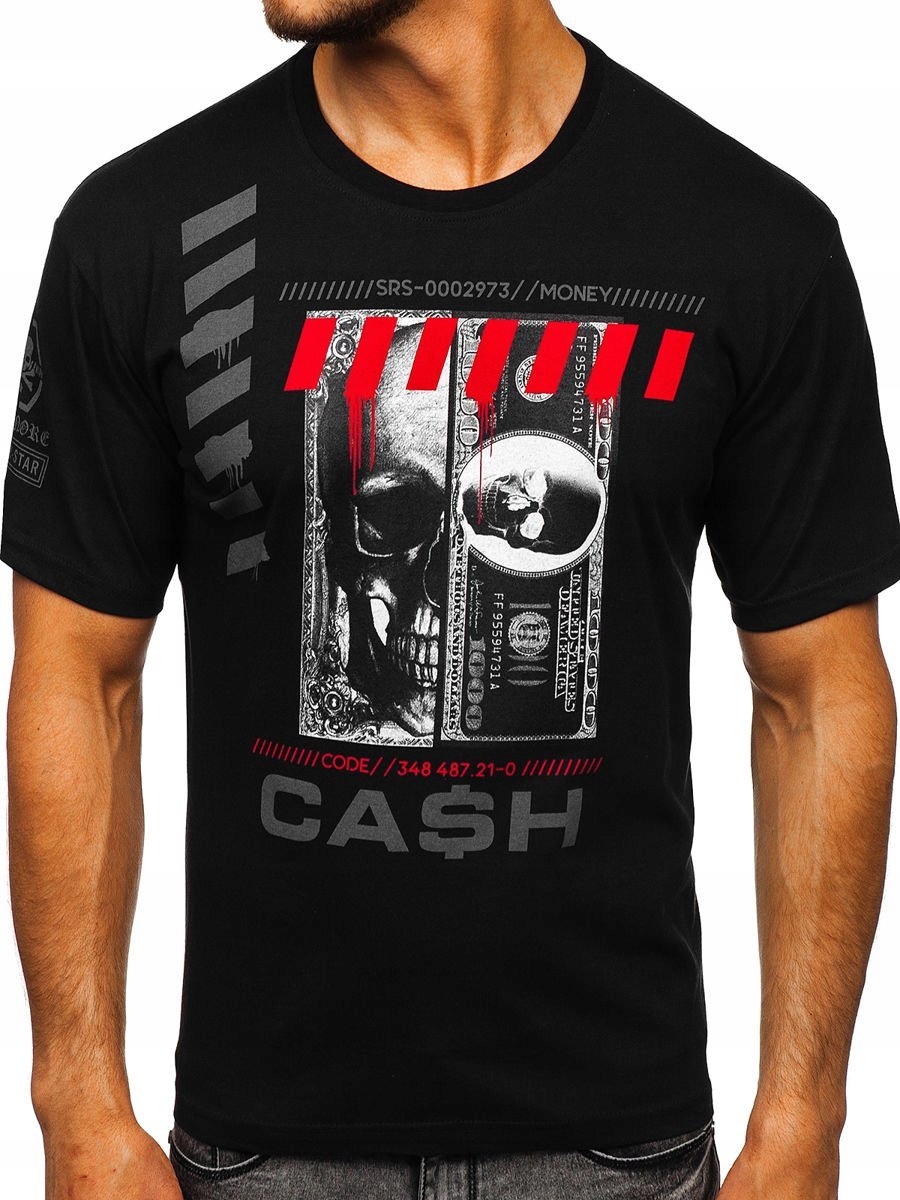 

T-shirt Męski Koszulka Czarna 14315 Denley_xl