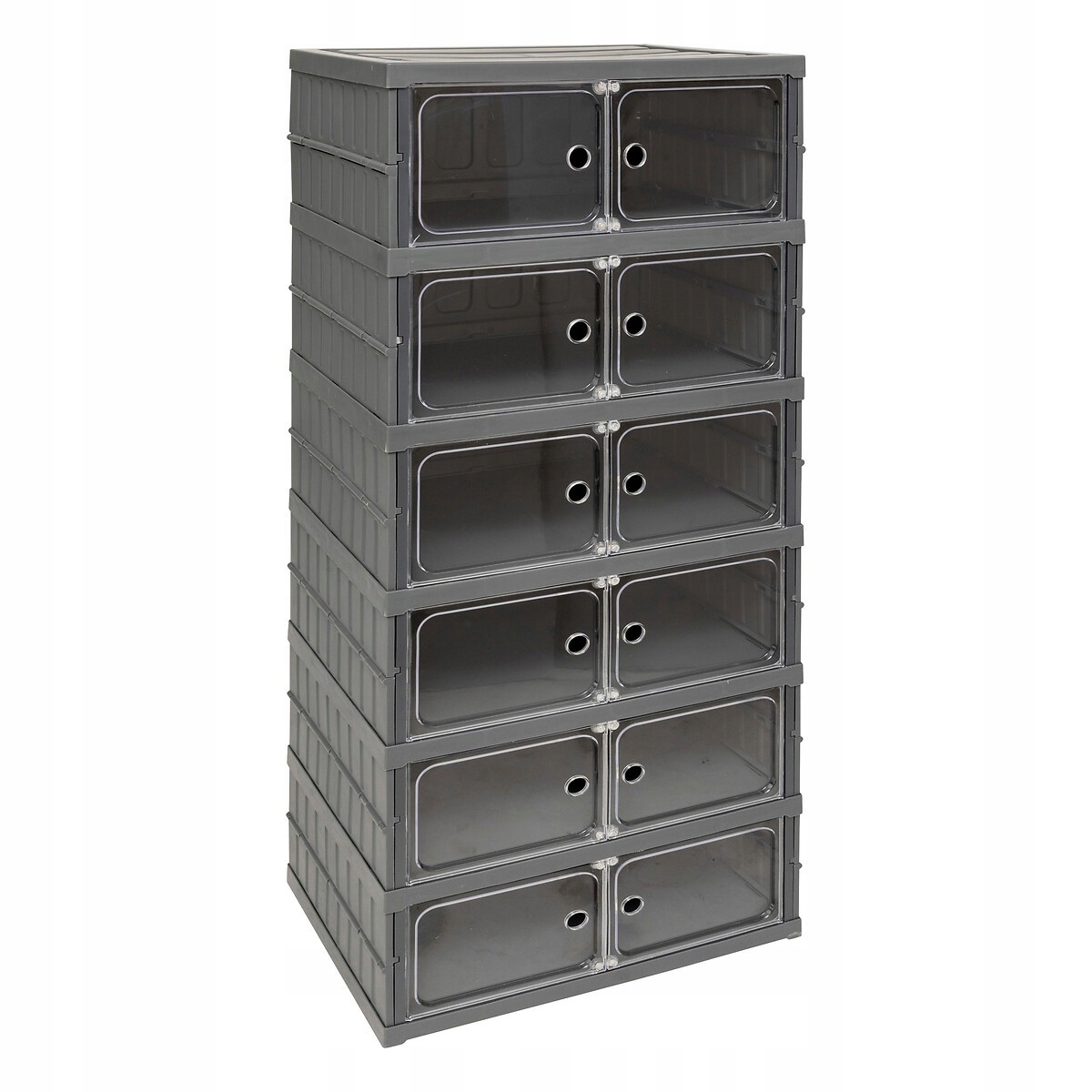 Sada 6 plastových organizérů na boty, obuv, oblečení, šedá barva