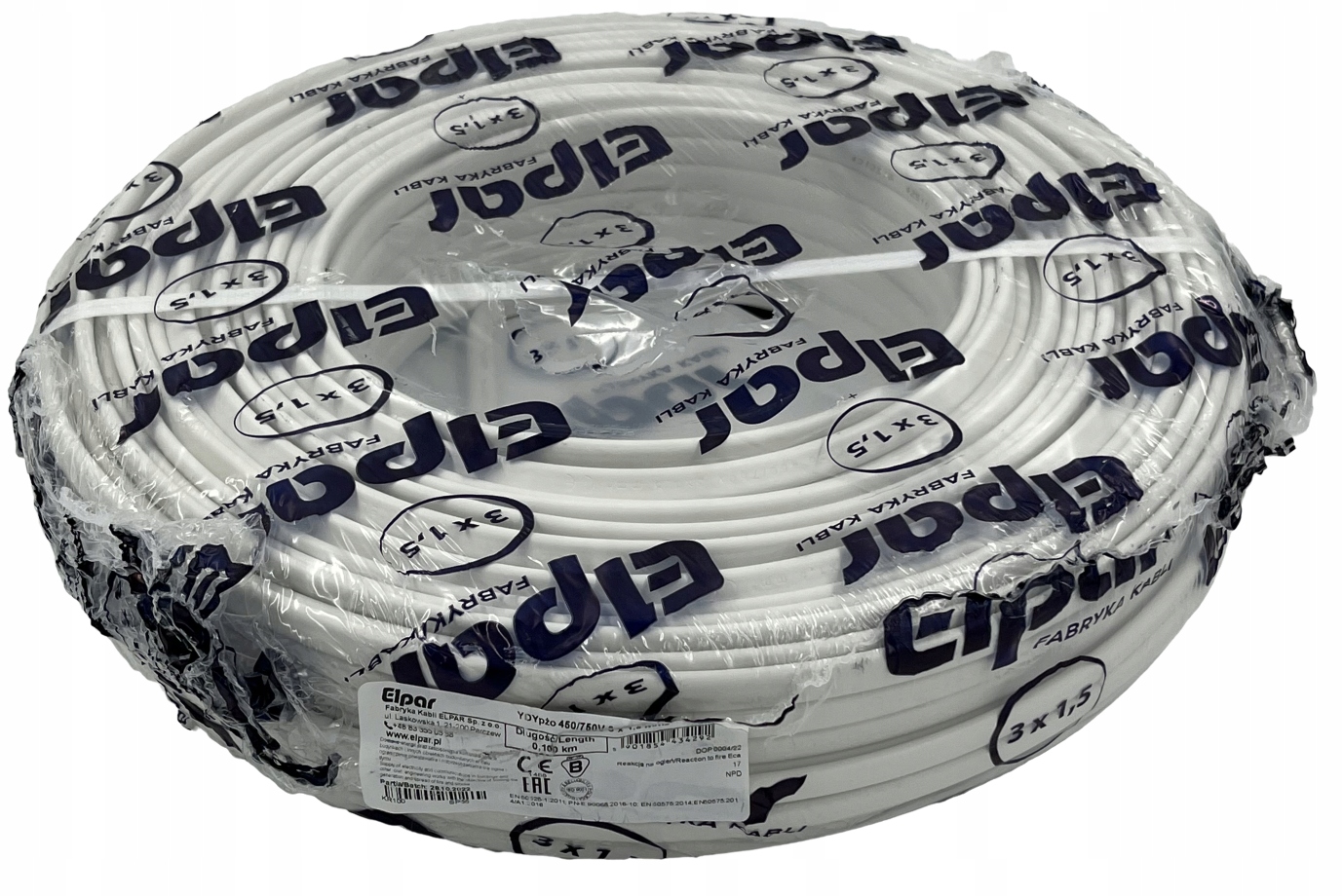 Przewód kabel płaski YDYp 3x1,5 750V 50m Elpar