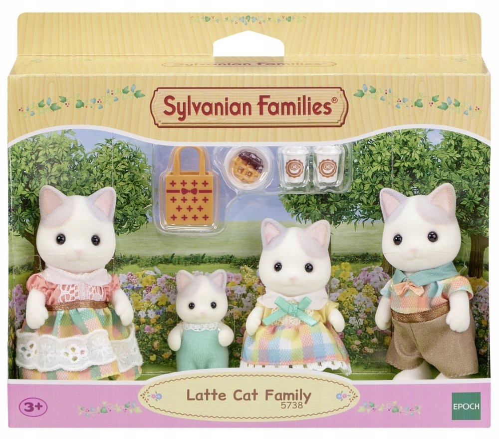 Sylvanian Families Rodzina kotów w kolorze latte figurki Ubranka