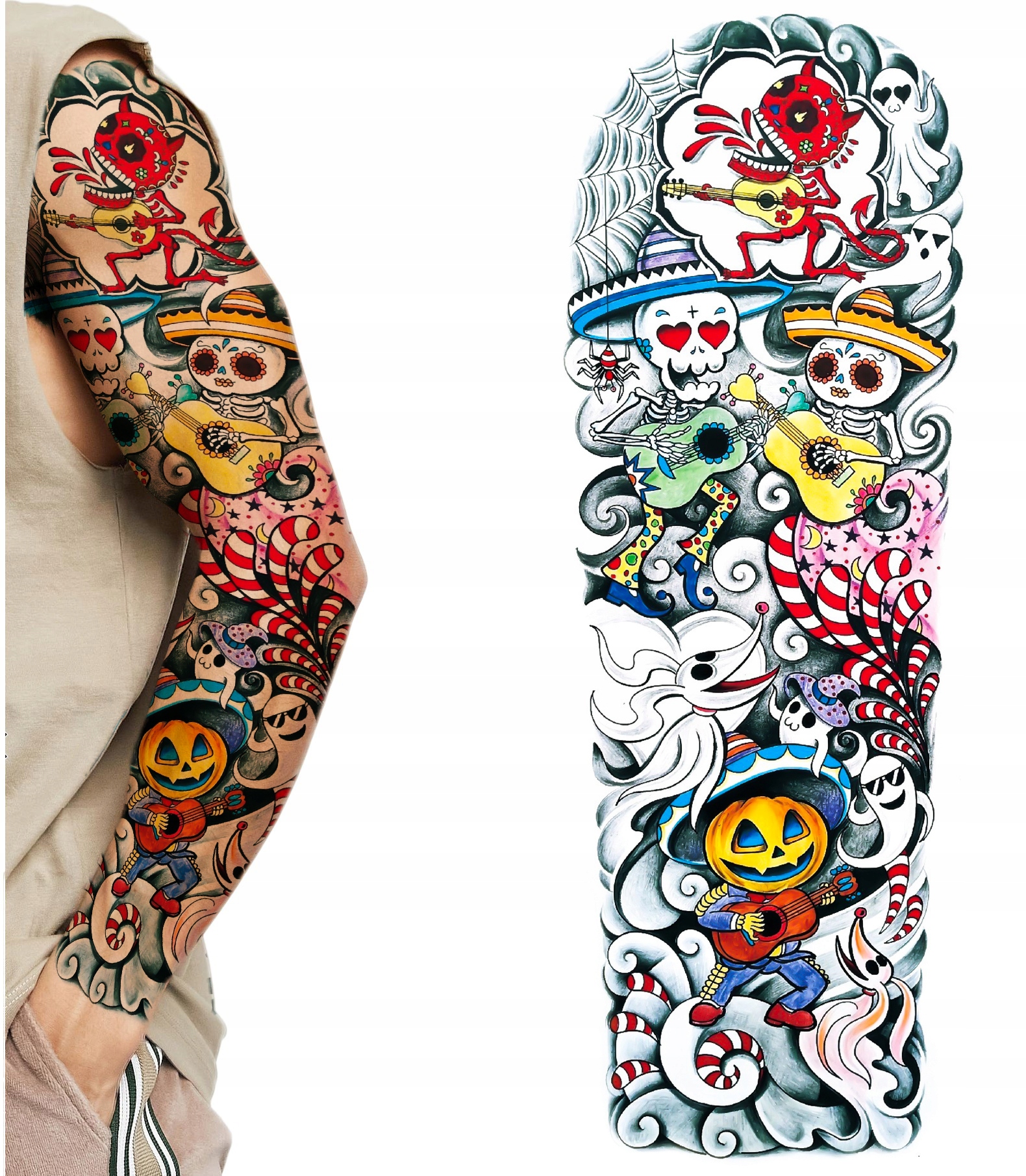 

Tatuaż meksykańskie czaszki na halloween rękaw