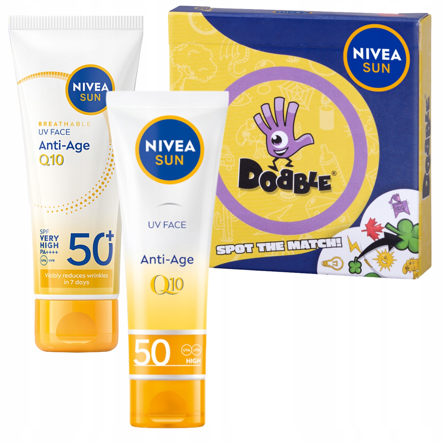 Nivea Sun Uv Face Q10 SPF50+ Proti vráskám x2 sada +dárek