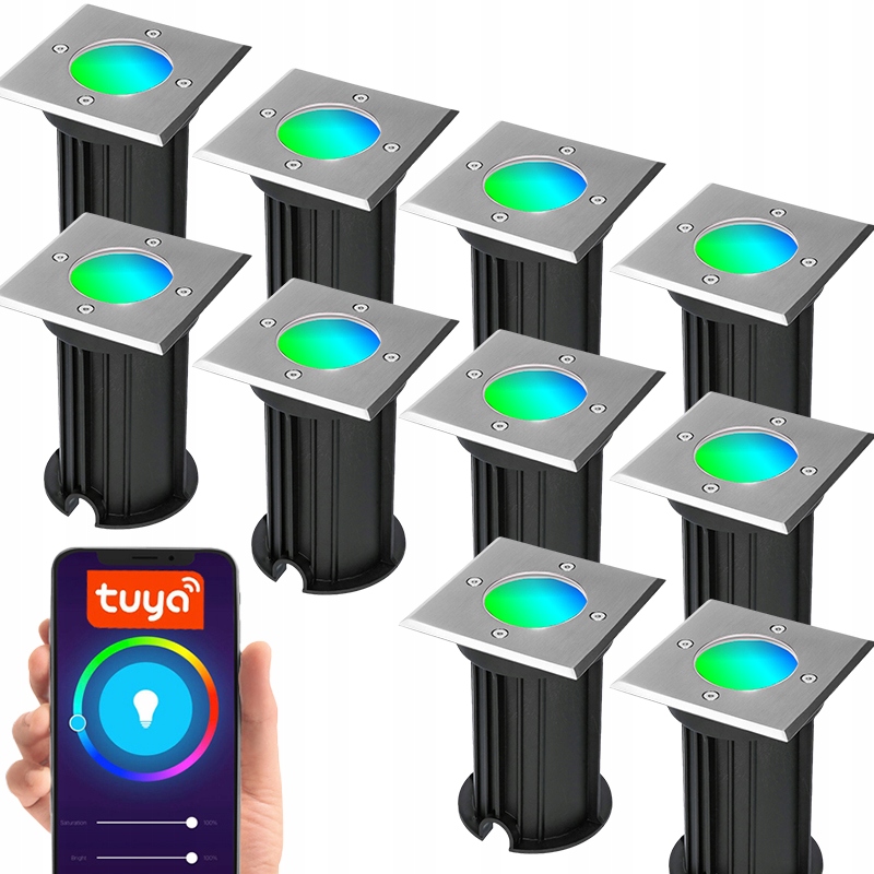 10x Oprawa Najazdowa Kolorowa Rgb Aplikacja Tuya GU10 IP65 230V Smart Led