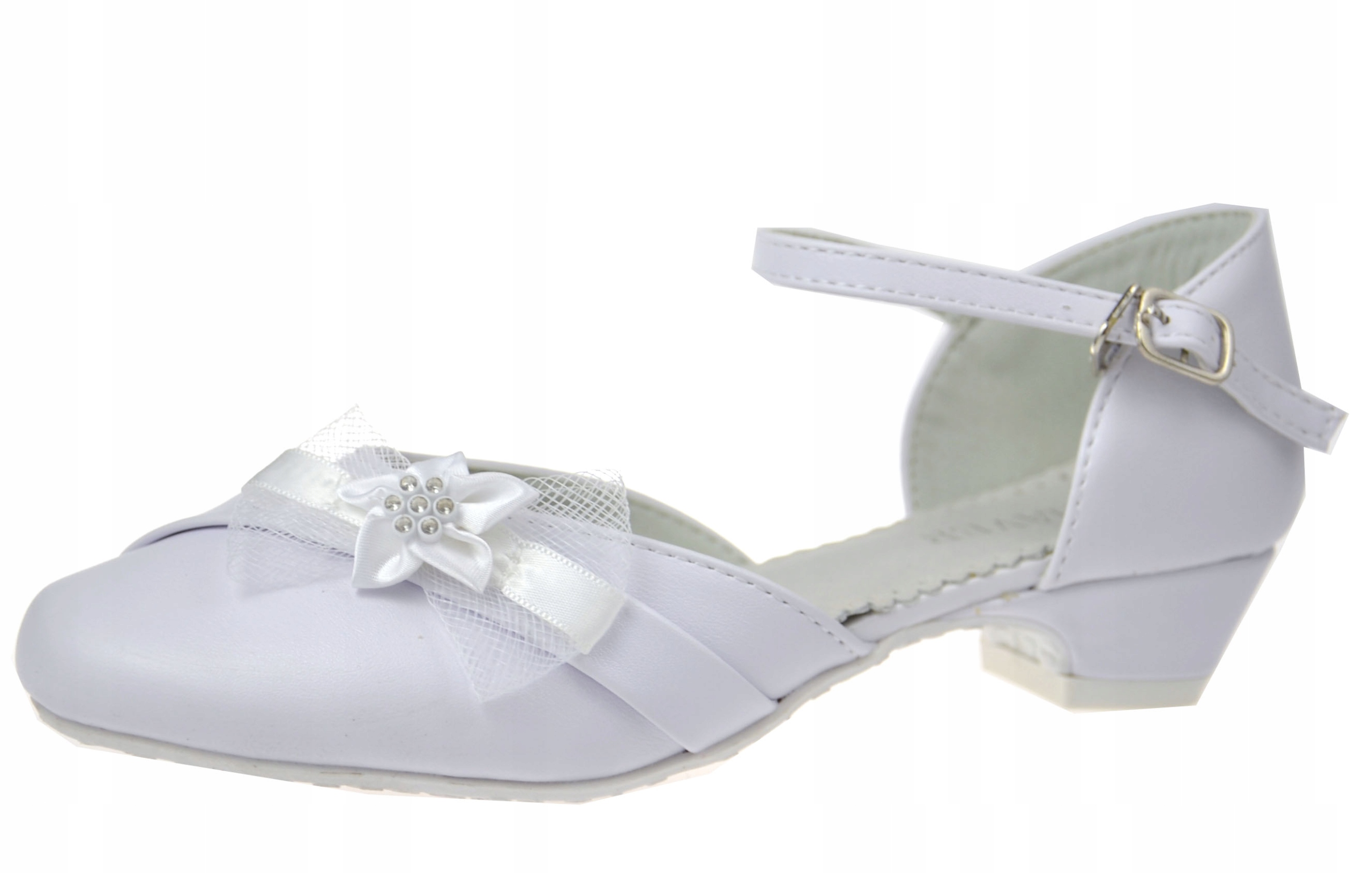 PANTOFELKI Komunijne Mały obcas Cyrkonie BIAŁE r31 Rozmiar 31