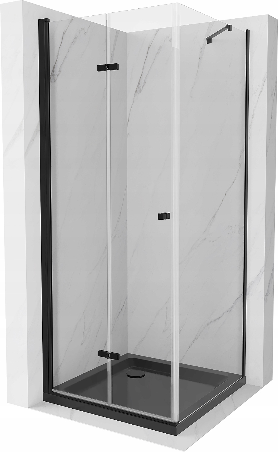 Sprchový kout Mexen Lima 90x90 cm, skládací dveře, černý profil