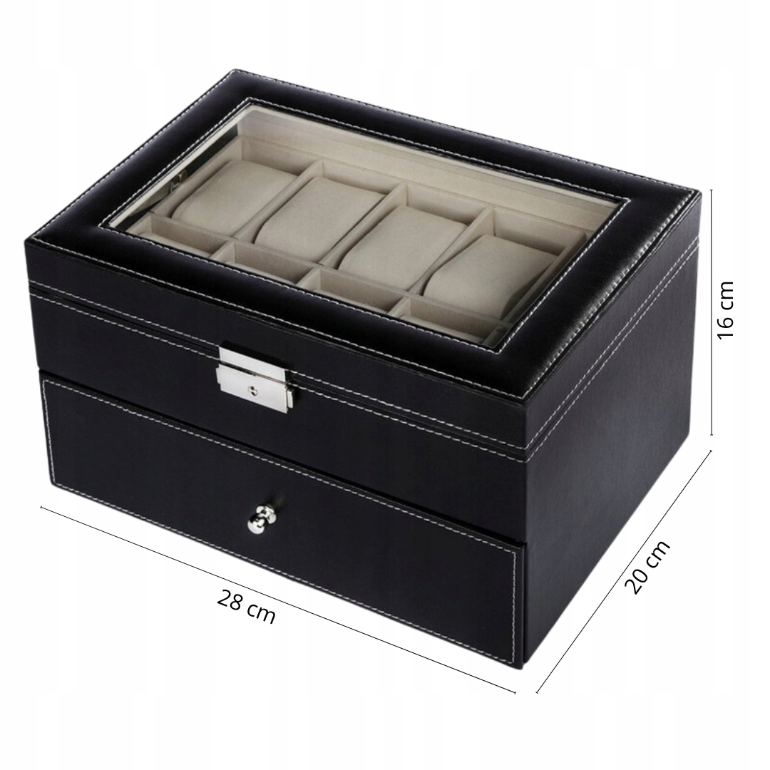 ORGANIZER NA ZEGARKI EKSPOZYTOR ETUI SZKATUŁKA NA 20SZT CZARNE Marka Korbi