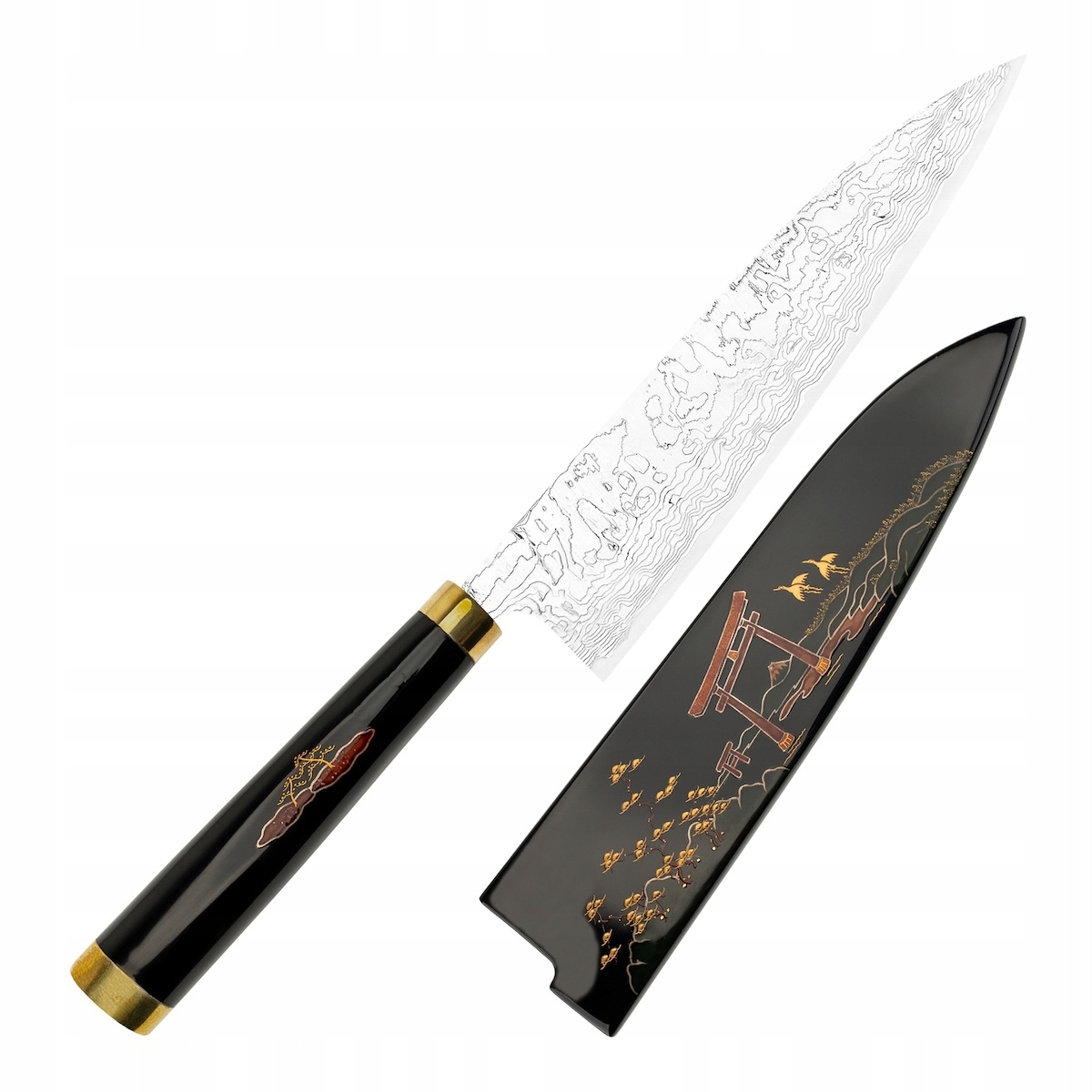 Takeshi Saji Art Tori Fuji Kuty R-2 Japonský nôž šéfkuchára 21 cm a Saya