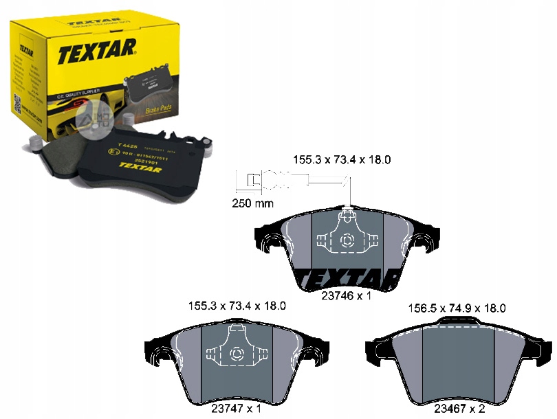 Sada Brzdových Destiček Textar 7H0698151A