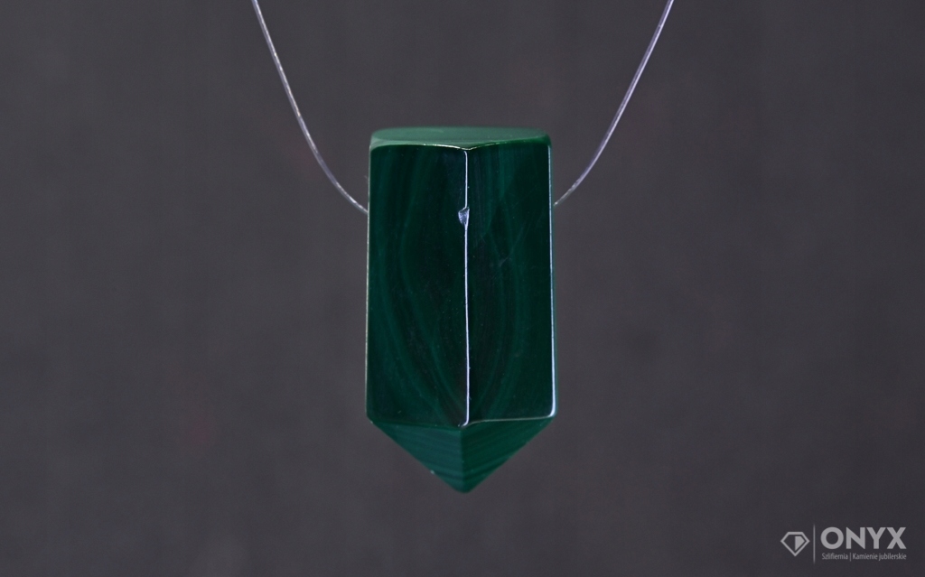 Malachit provrtaný fazetovaný křišťál 20x10 mm