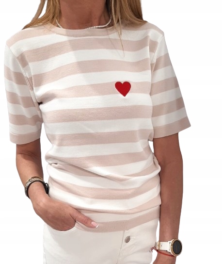 Yarn Premium Svetrová halenka Bílá Pudrová Růžová Červené srdíčko Nové