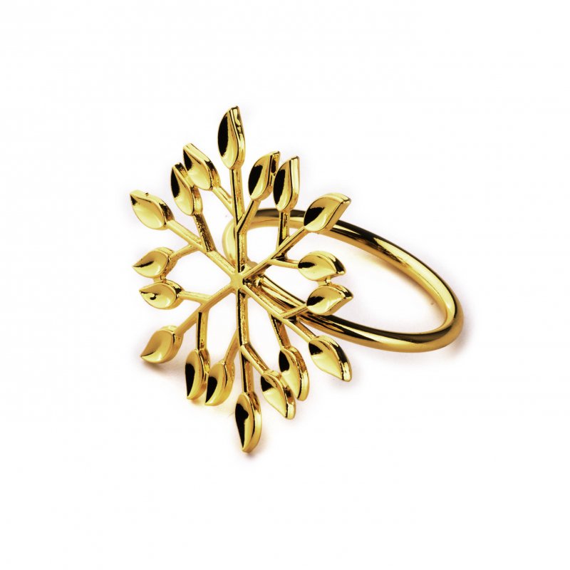 Obrączka na serwetkę - Złote Listki - Serwetnik