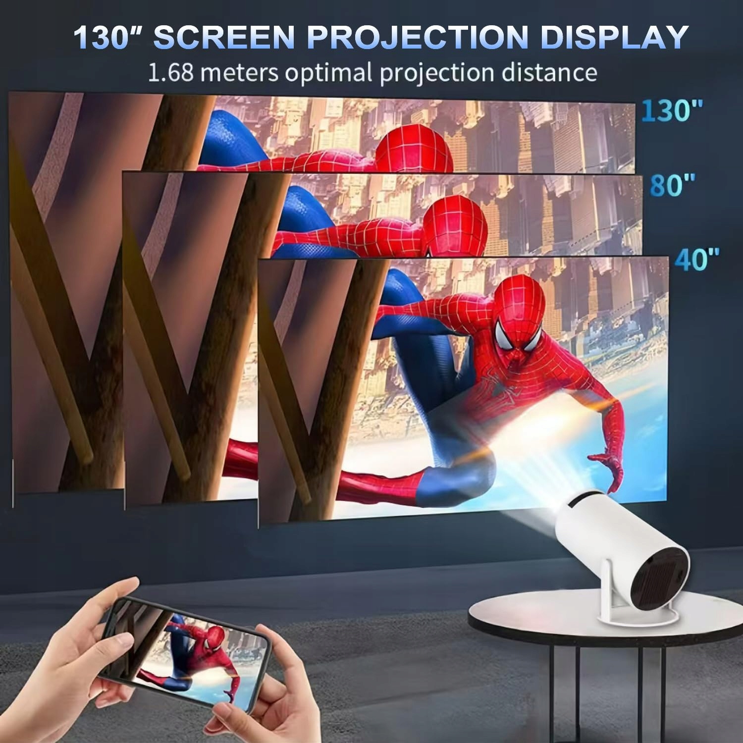 MINI BEAMER Projektor 4K 1080P Full HD WiFi 6 BT5.2 Android Netflix — miniatura 7