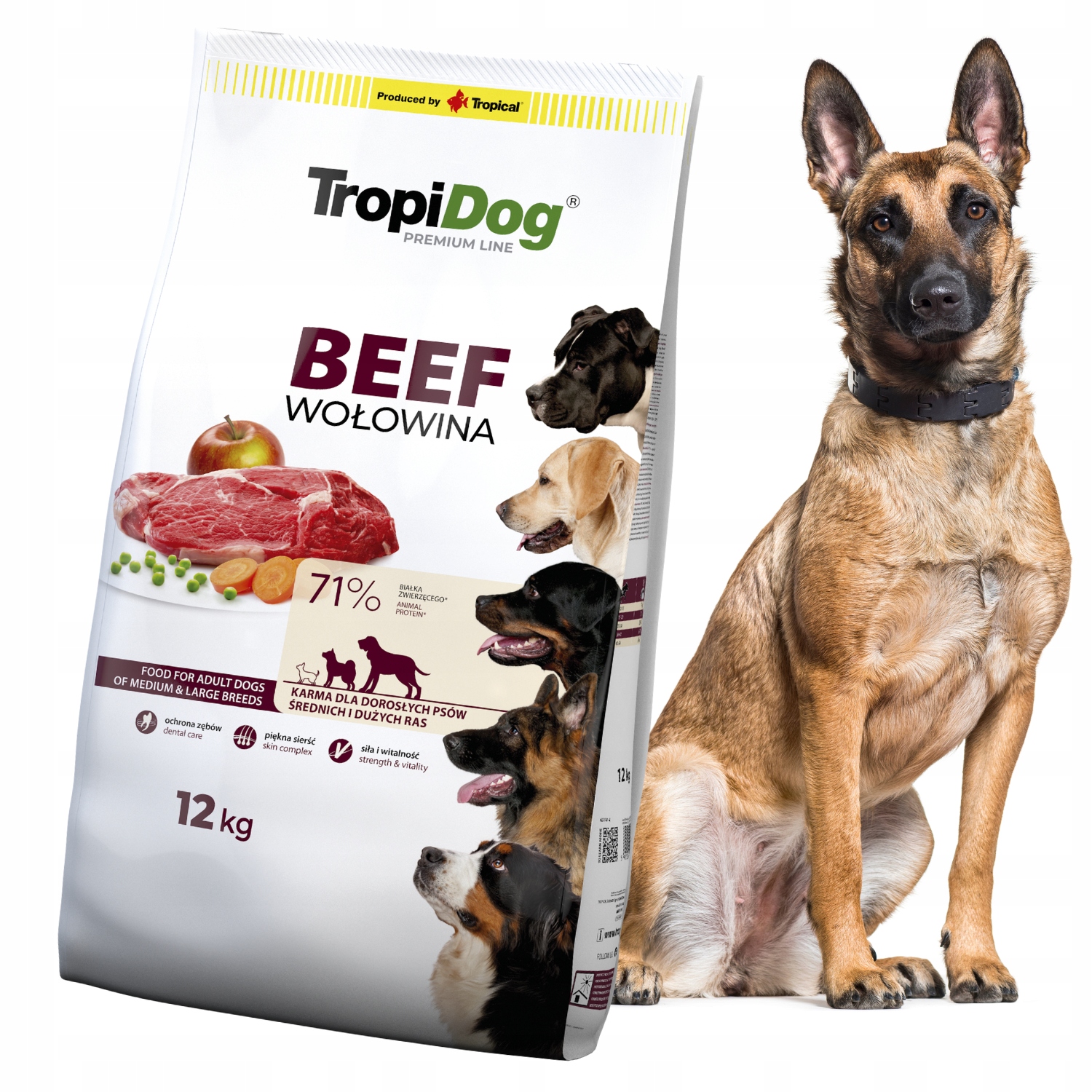 Tropidog Adult Medium Large Beef Rice 12kg średnich duże z wołowiną i ryżem