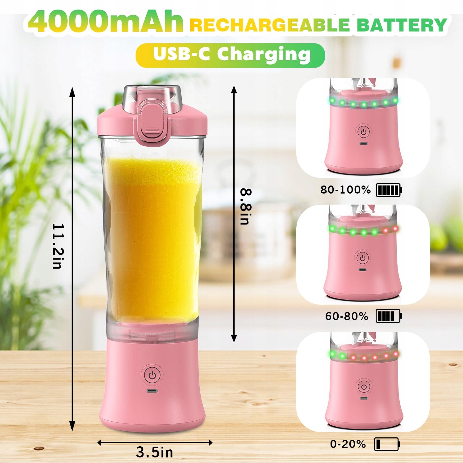 NexaEase BLENDER Smoothie Maker 600ml USB Do Kuchni Podróży Biura — miniatura 6