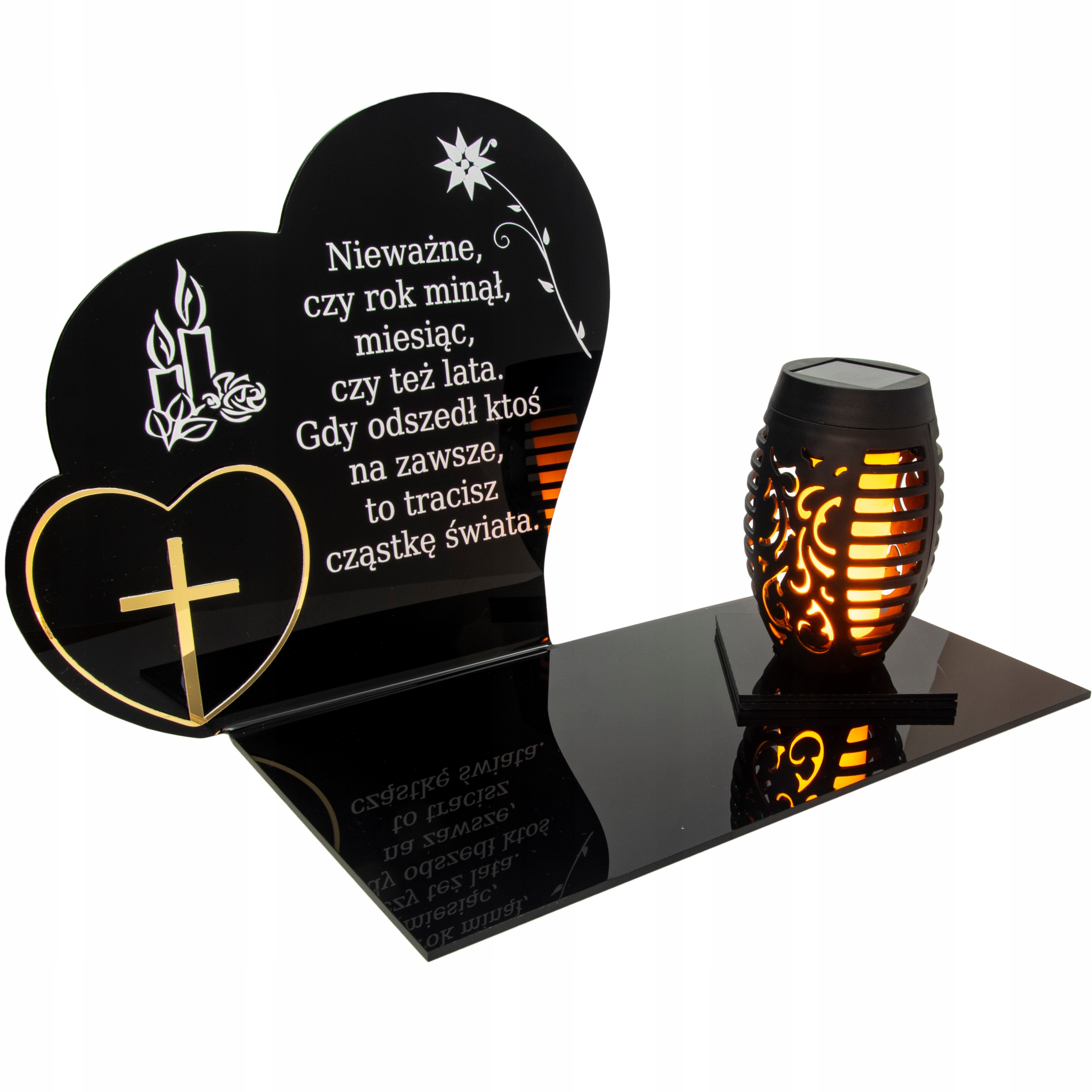 SOLARNY ZNICZ LED STATUETKA SERCE NA CMENTARZ GRÓB DUŻA Marka Decortrend