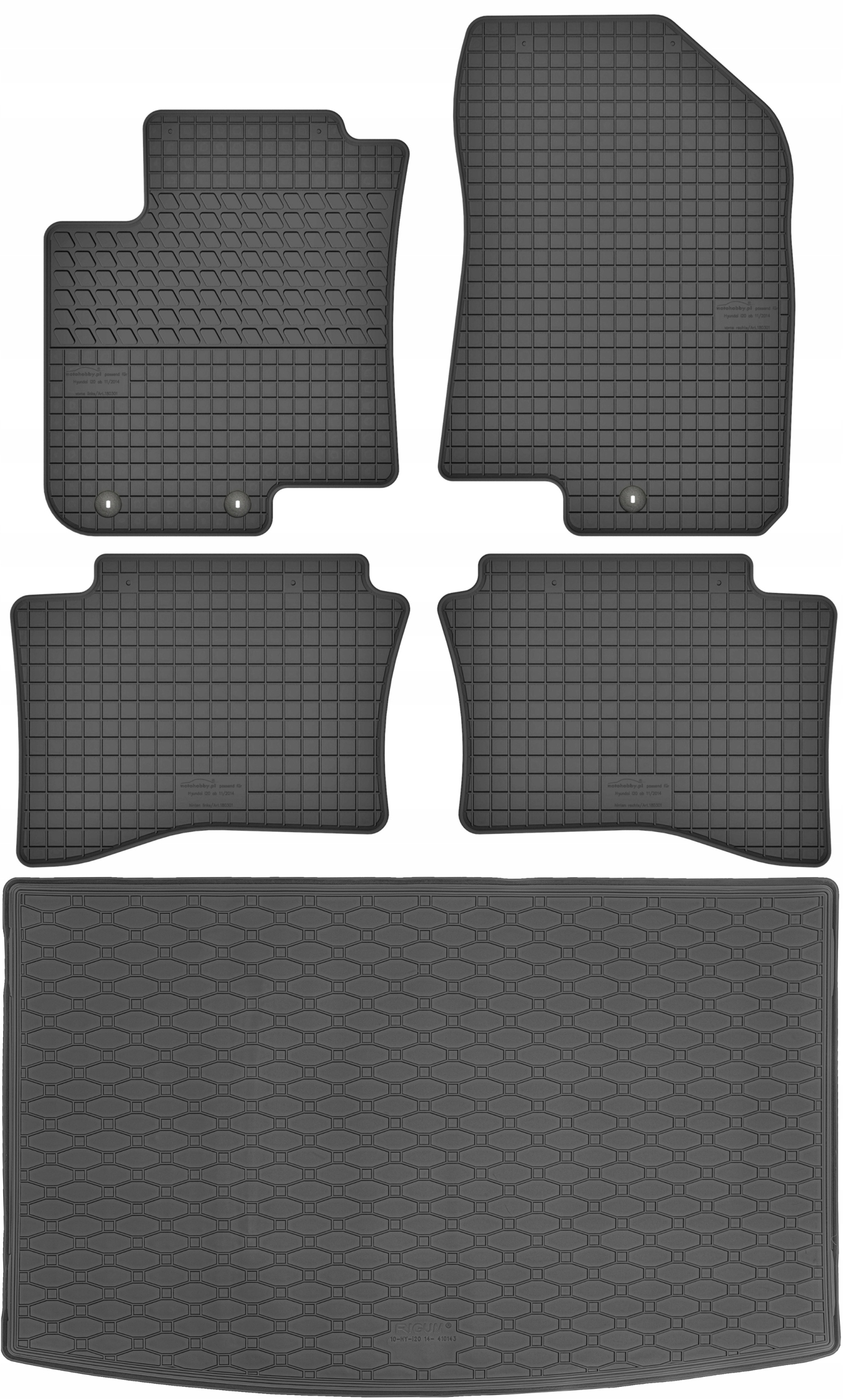 Hyundai i20 II Hatchback 2014-2020 Sada Koberce batožinový priestor