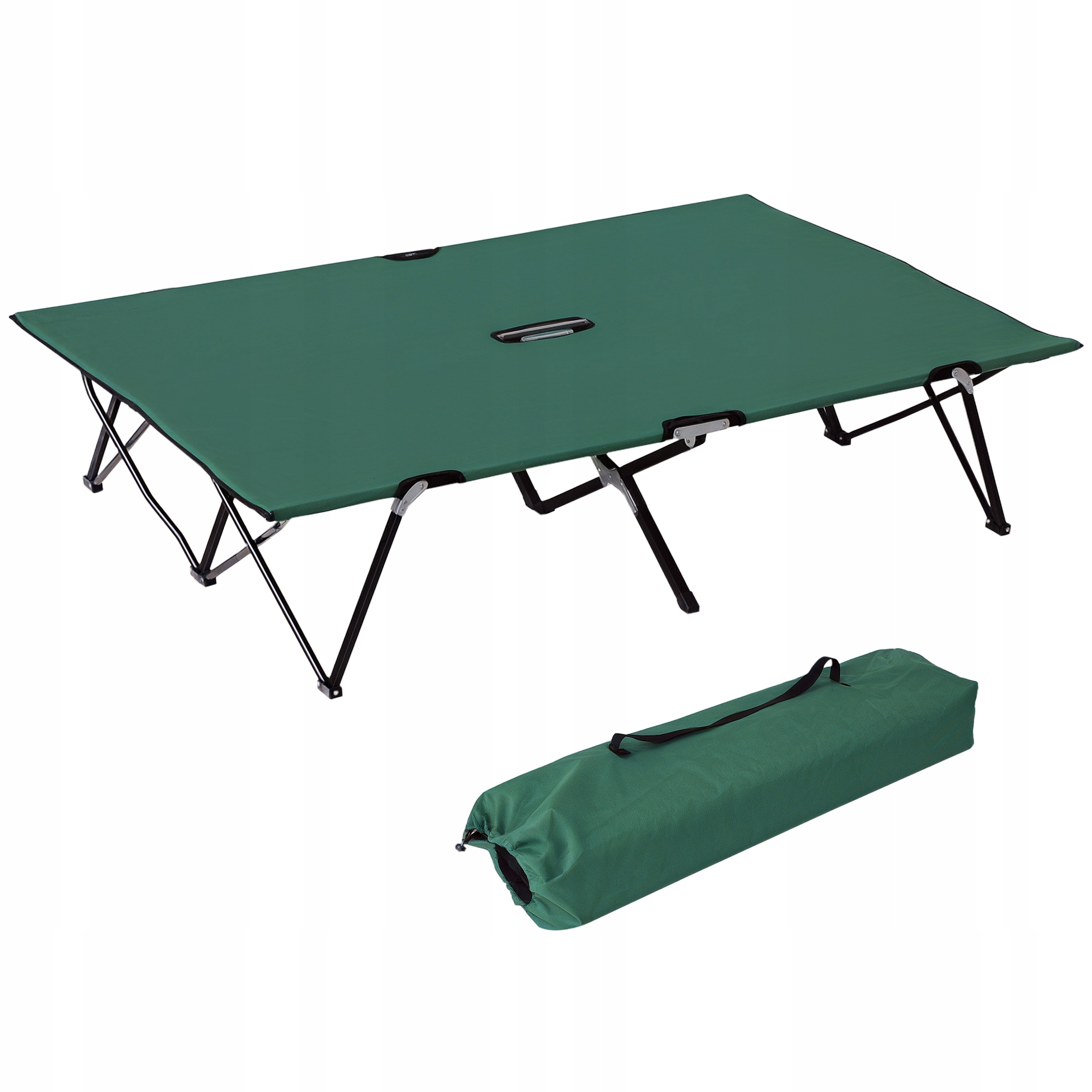 Skládací turistické lehátko pro 2 osoby zelené 193x125x40 Outsunny
