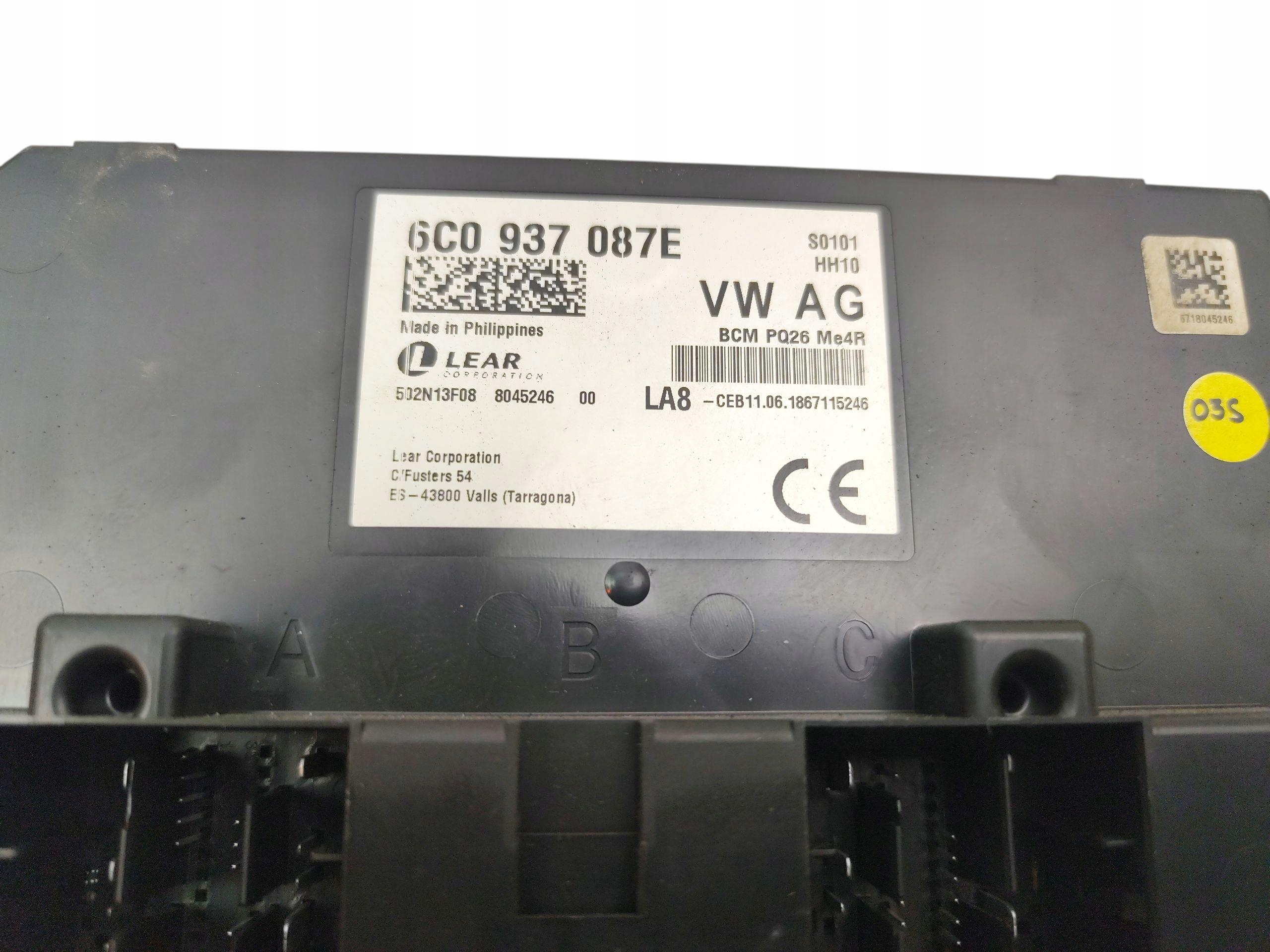 control unit compartment comfort control unit BCM SKODA FABIA III 6C0937087E