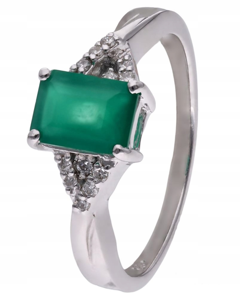 Prstýnek Ag 925 zelený achát s diamantem CVD-2061-R-AG vel.17