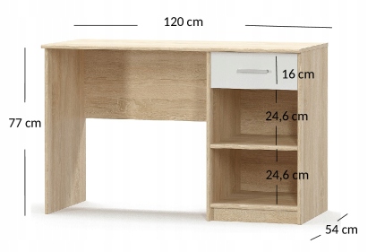 TIPS BIURKO 1s, DĄB SONOMA + BIAŁY - NOWOCZESNE ! Materiał korpusu płyta laminowana