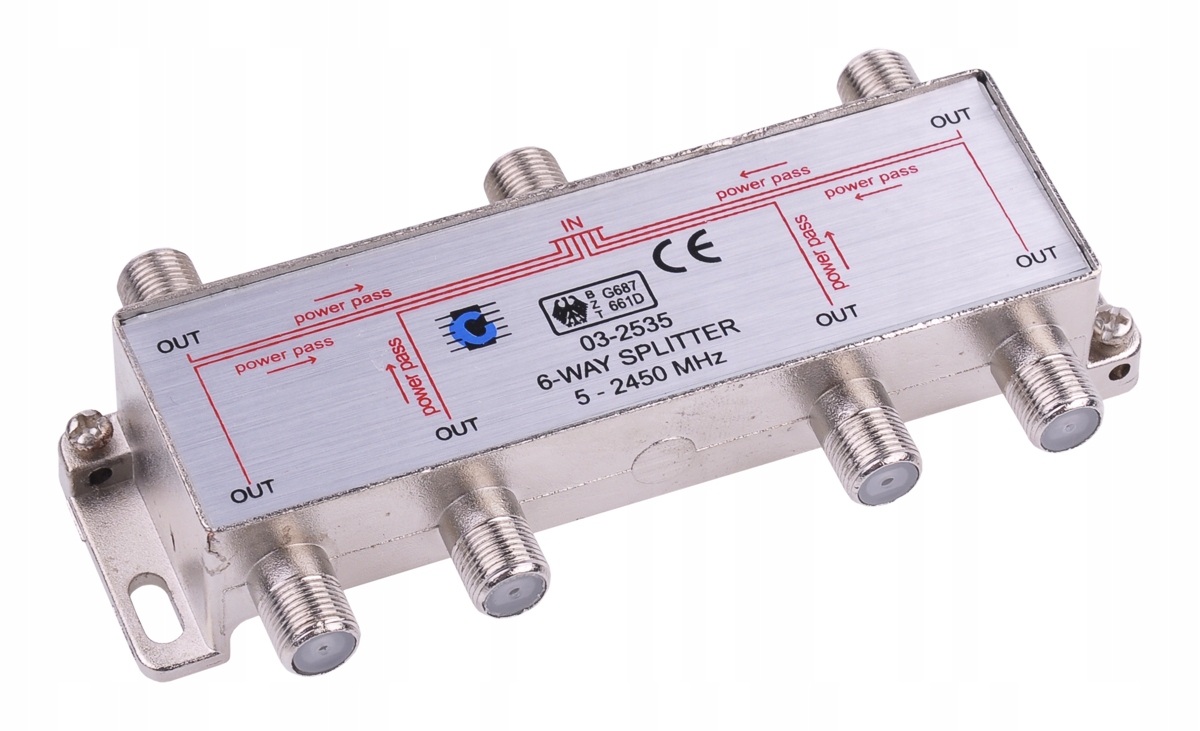 Splitter rozdzielacz sygnału antenowego 6 krotny 5-2450MHz Cabletech