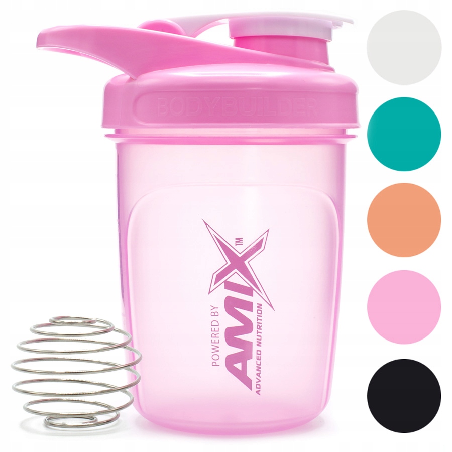 Amix Shaker 300 ml bodybuilder różowy kulka szczelny bidon bottle spider