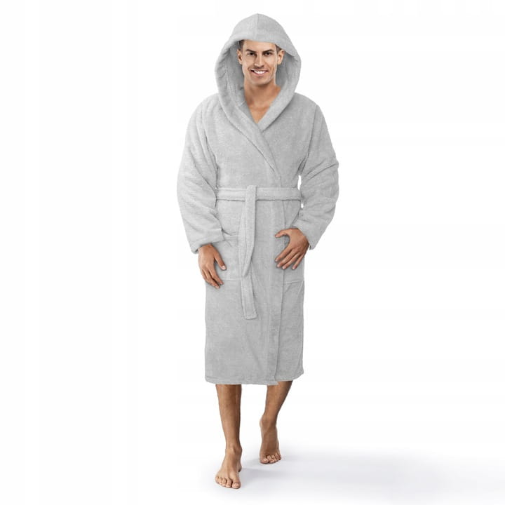 MĘSKI SZLAFROK BAWEŁNIANY Z KAPTUREM SZARY XXL Marka Spod Igły i Nitki