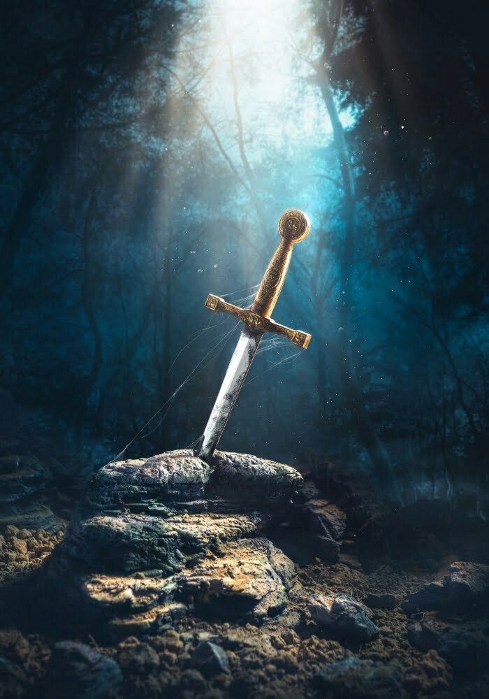 Obraz fantasy na Ścianę z podświetleniem Led Excalibur 40x60cm Druk Cyfrowy