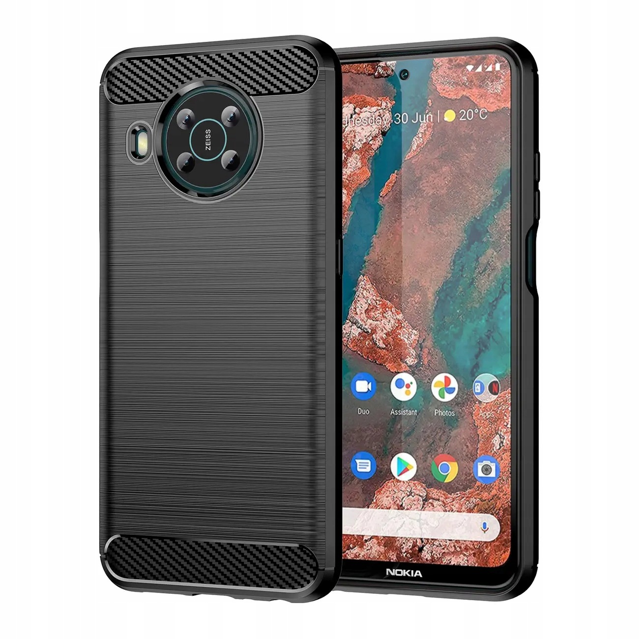 Carbon Case elastyczne etui pokrowiec Nokia X100 czarny Hurtel