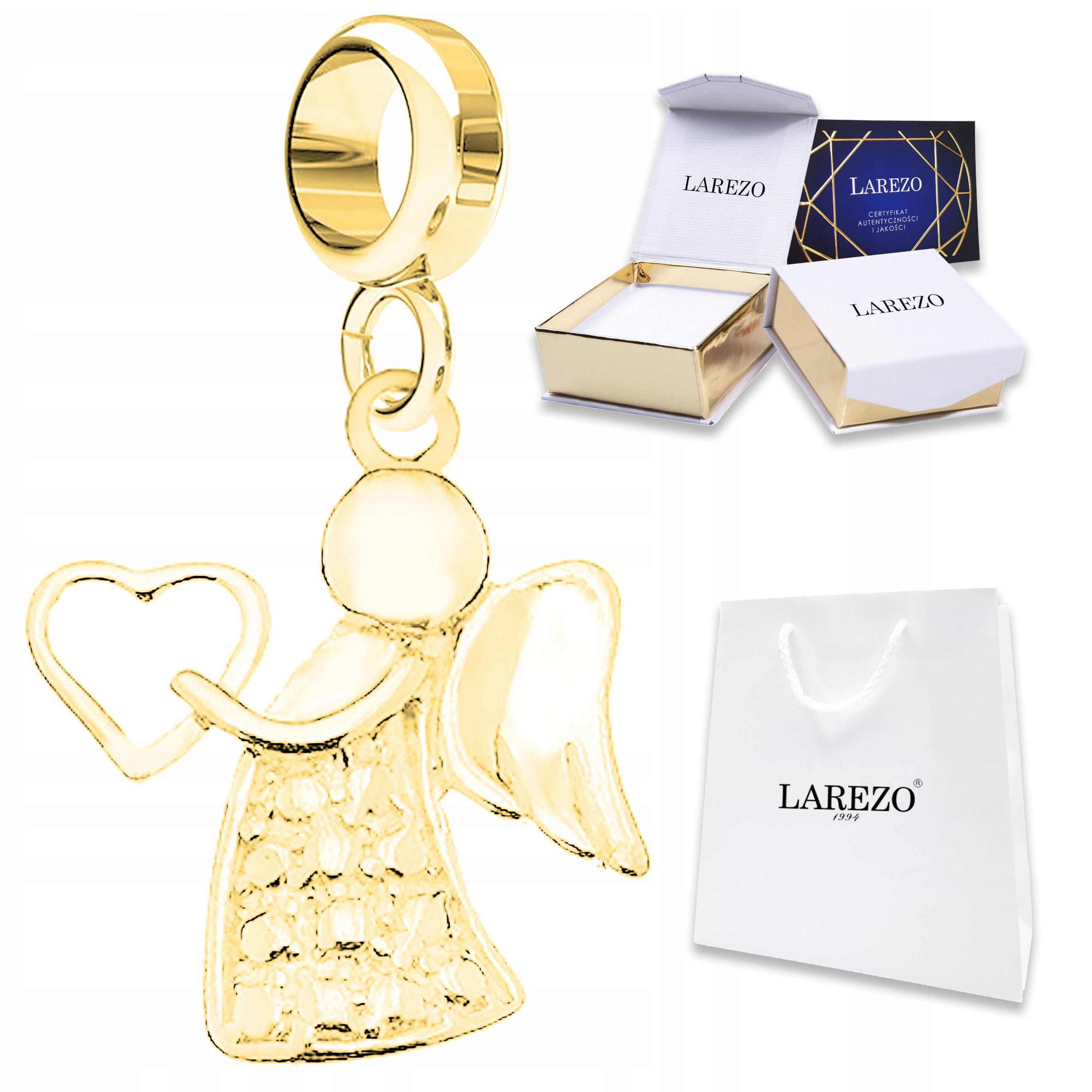 Zlatý přívěsek s andělem strážným Srdce Love Anděl Srdíčko Stříbro 925