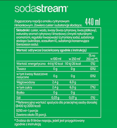 KONCENTRAT NAPOJU SYROP SMAK 7UP 440ML SODASTREAM Kod producenta Z040727
