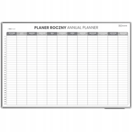 Tablica planer roczny 90x60cm suchościeralna magnetyczna