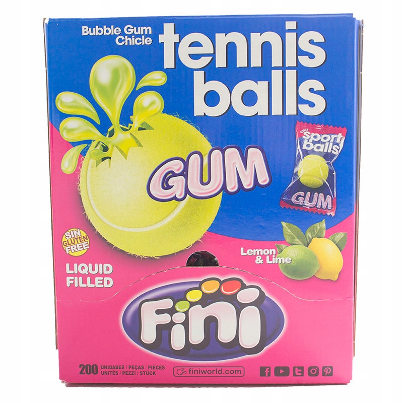 Levně Žvýkačky Fini Tenisové míčky s náplní 200 kusů