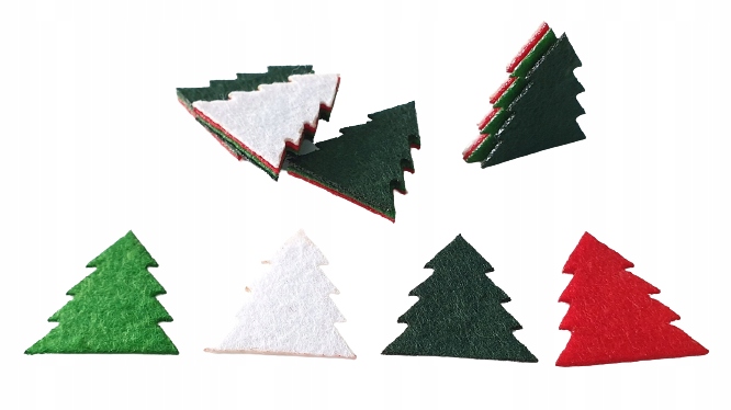 Filc 1mm Filcowe Choinki scrapki mix 3cm 20szt