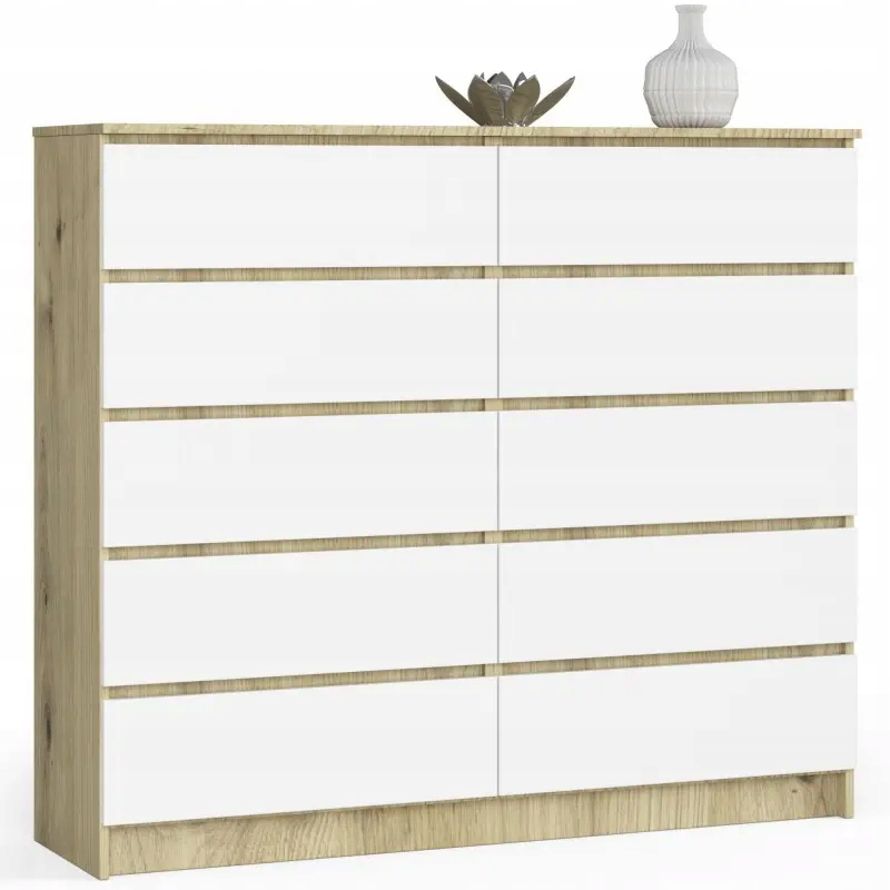 

Komoda wysoka 140 dąb artisan biała 10 szuflad