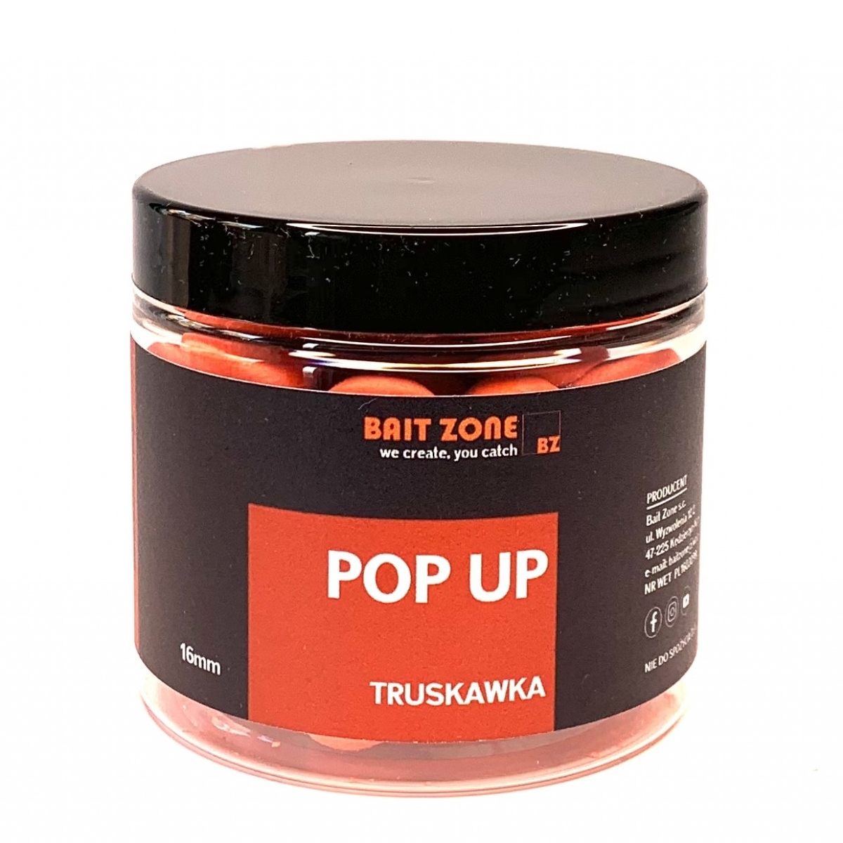 Kulki Pop-Up Truskawka 16mm 200ml Bait Zone