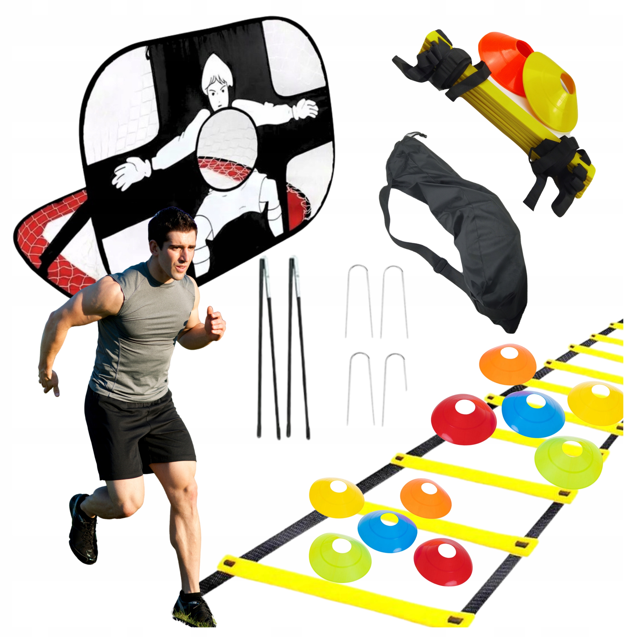 Drabinka do treningu piłki nożnej Bramka samorozkładająca się Pachołki