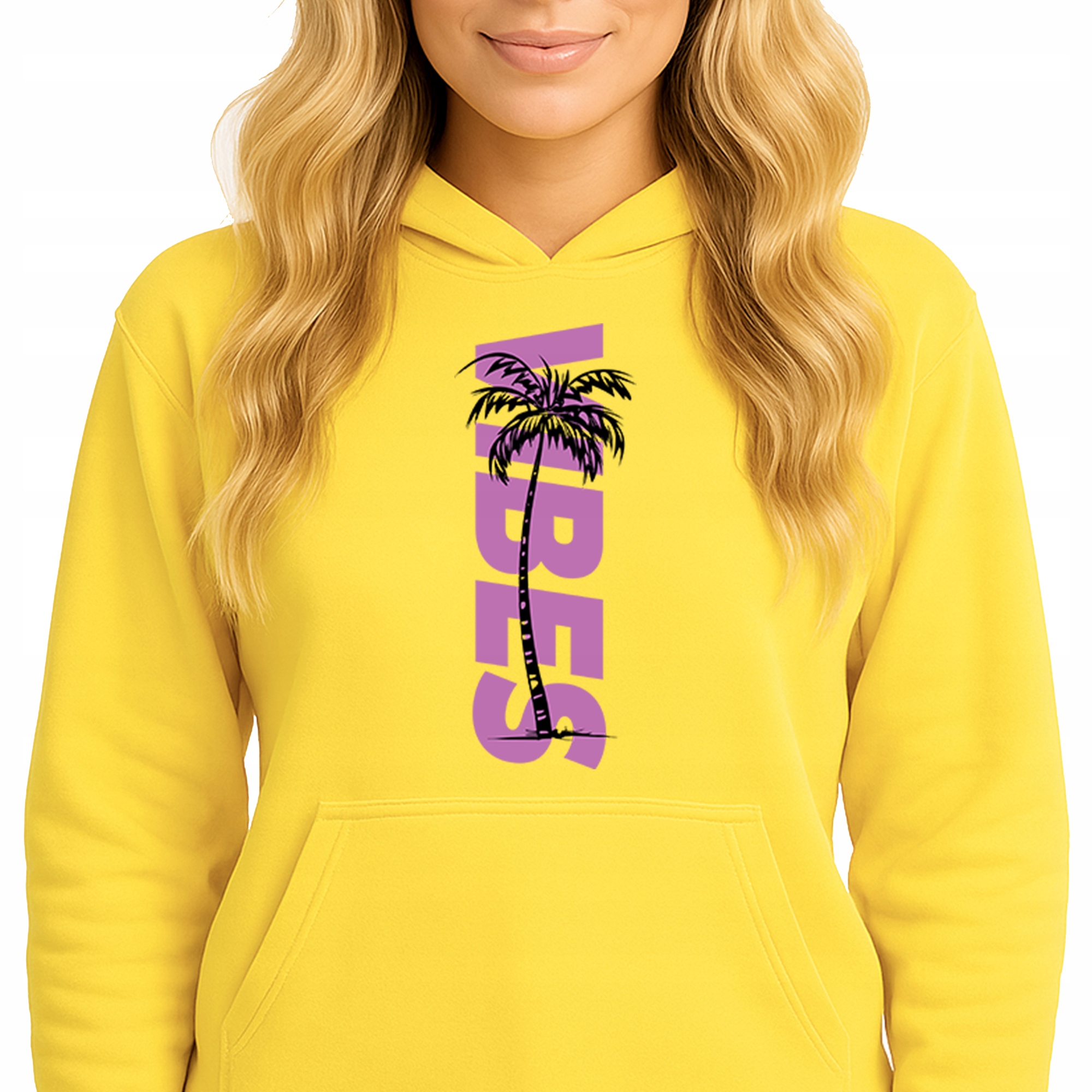 Mikina S Kapucí Žlutá Bavlněná Mikina Módní Youth Vibes Velikost M