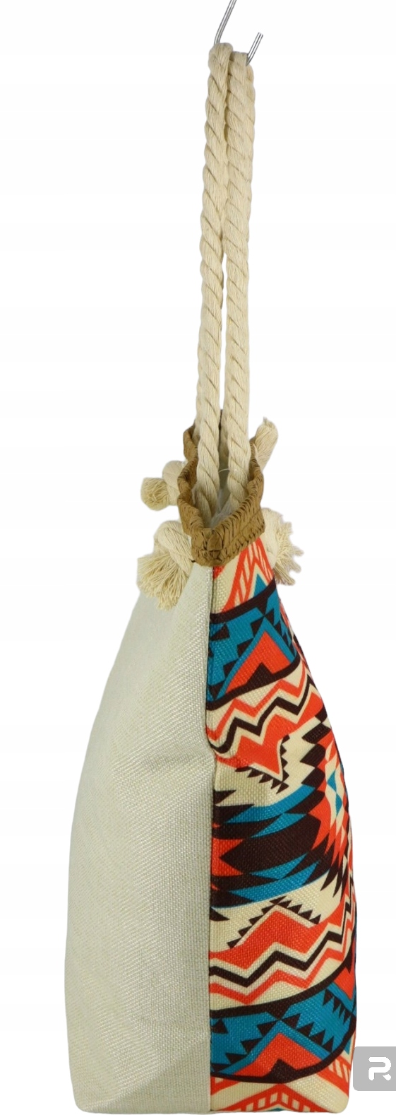 Torba plażowa duża płócienna LETNIA ze sznurami marynarskimi WZÓR AZTECKI Marka inna