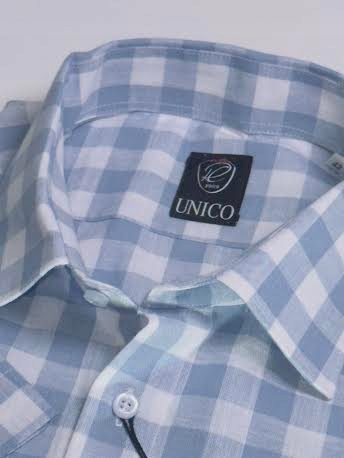 Unico R.c. pánská slim košile 100% bavlna, kostkovaná, kr. ruka 176/182 44 56045/1