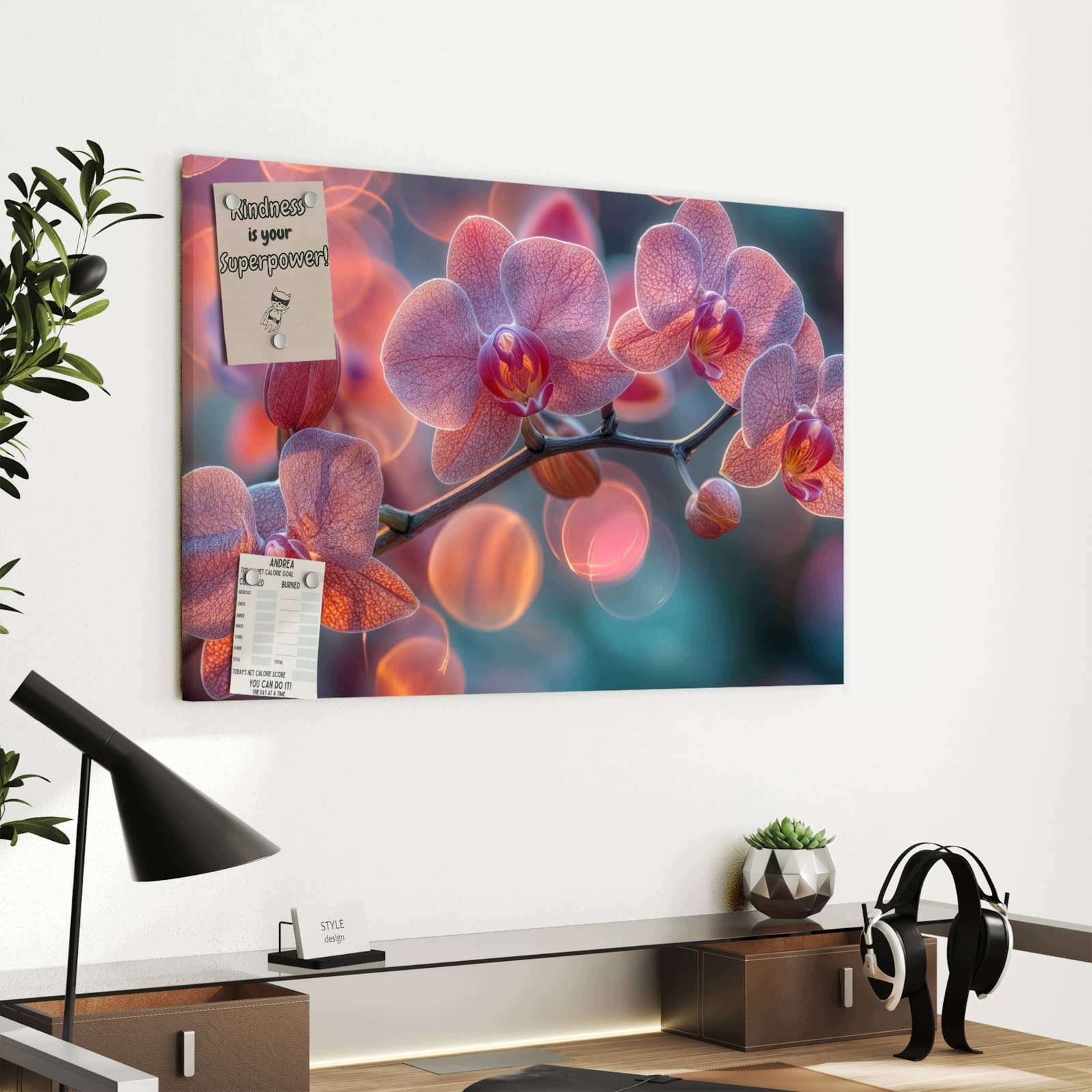 Magnetická tabule Orchidej Bokeh 60 × 40 cm