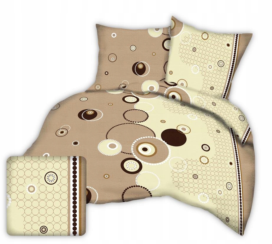 Pościel z kory 160x200 wzór okręgi na beżu