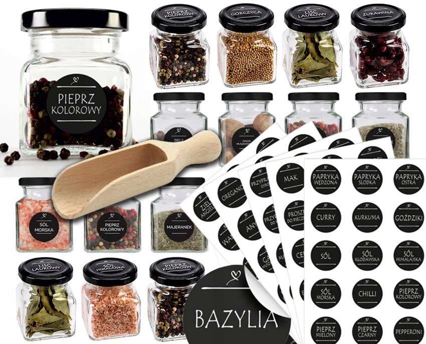 

Słoik Na Przyprawy 120ml 12szt 200 Naklejek +łyżka